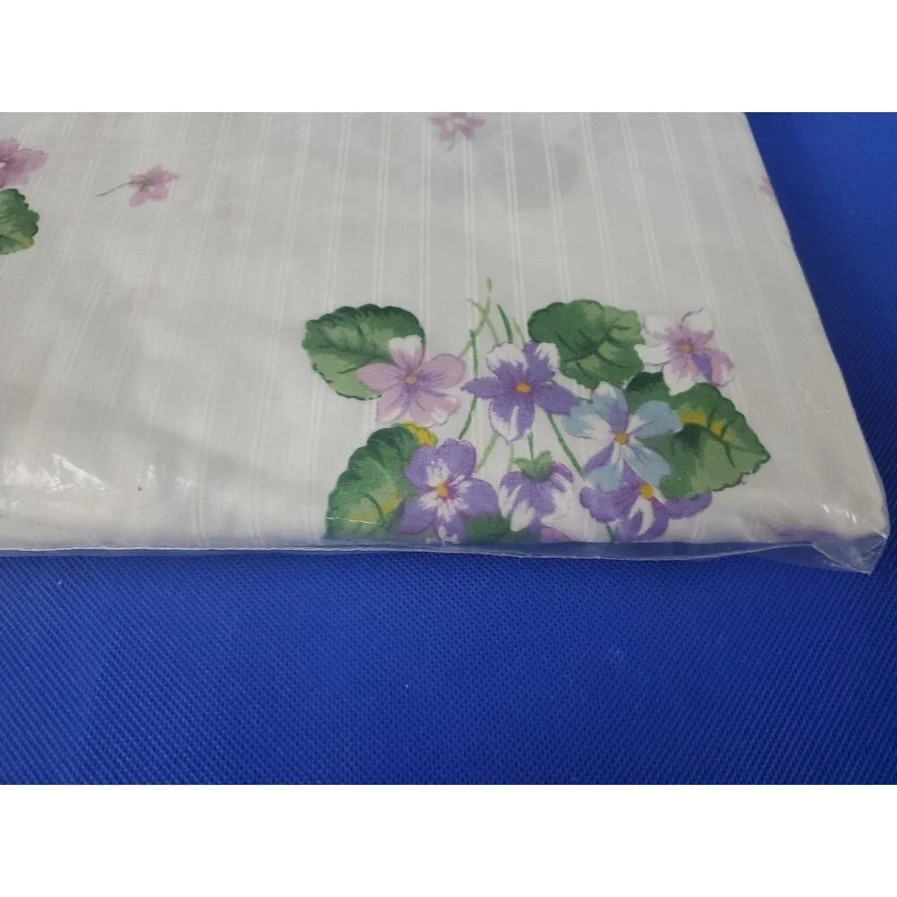 Vtg Cannon Monticello Full & Flat Sheet 200 Thread Count NOS Flowers Purple USA